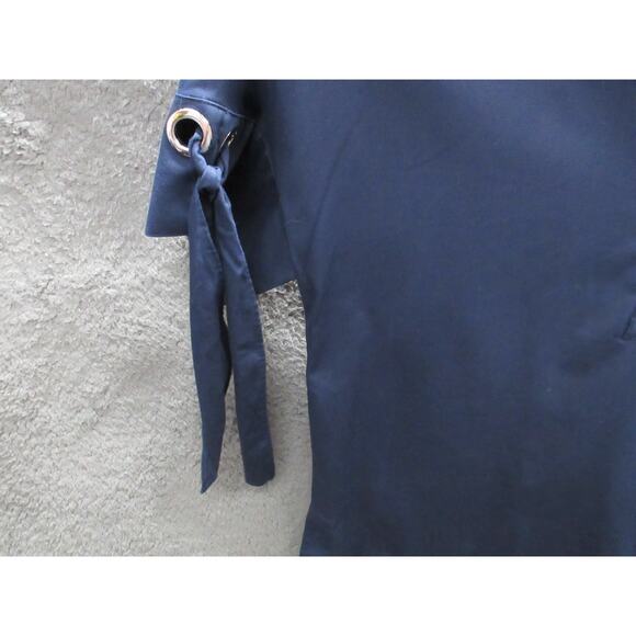 Chico's Womens No-Iron Blue Chic Stretch Bow-and-Grommet Tunic Top Sz 2, 12 US - Picture 5 of 16